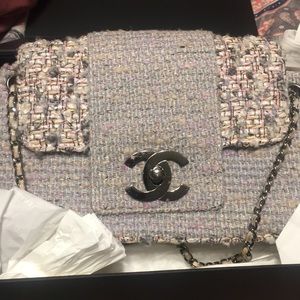 Used Authentic Chanel tweed bag .